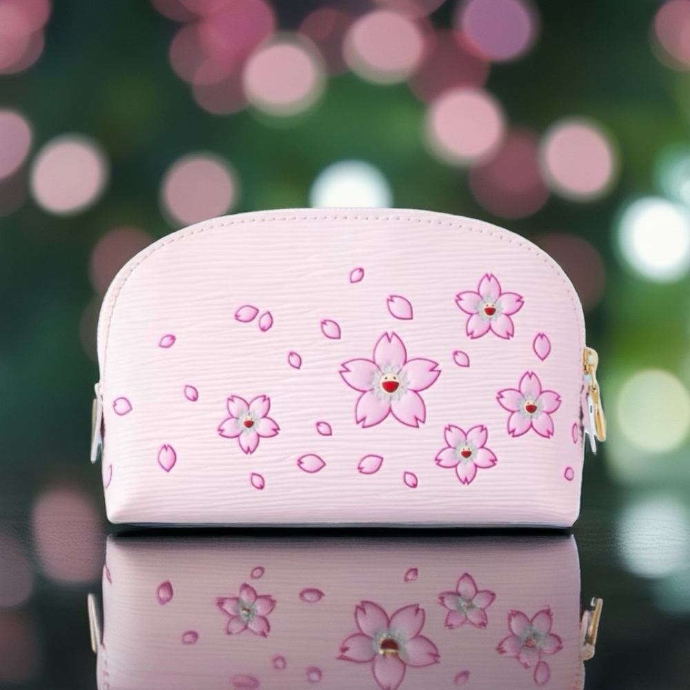 🆕💕LV x MURAKAMI Epi-Grained Leather Cosmetic Pouch Cherry Blossom • SAKURA PINK